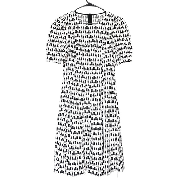 NWT Xuege Cat Theme Dress SZ 6-8 Blk/White Flouncy Boho Hipster Retro A-Line - Picture 3 of 8